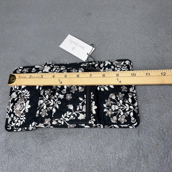 Vera Bradley Wallet Womens One Size Black Gray Floral Quilted Trifold Zip Coin - Picture 7 of 7